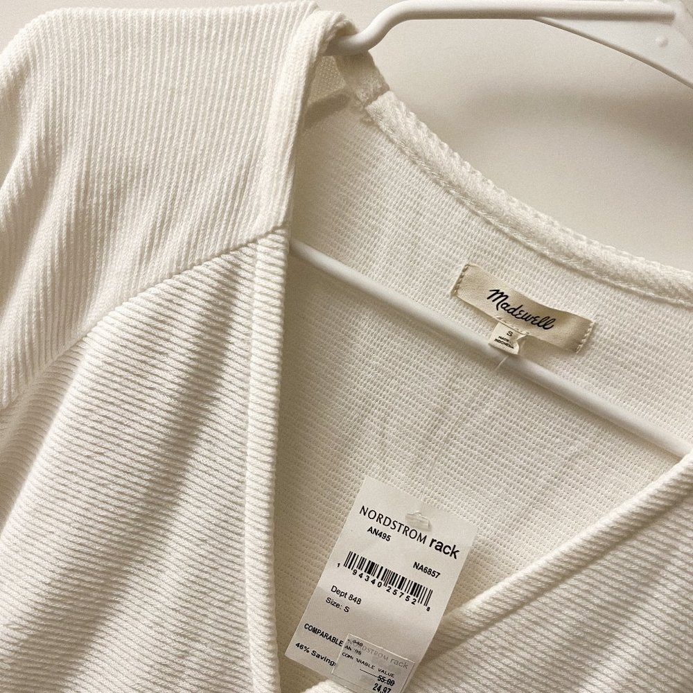 Madewell Ivory Drapey Ottoman Jacquard Faux Wrap Top Small